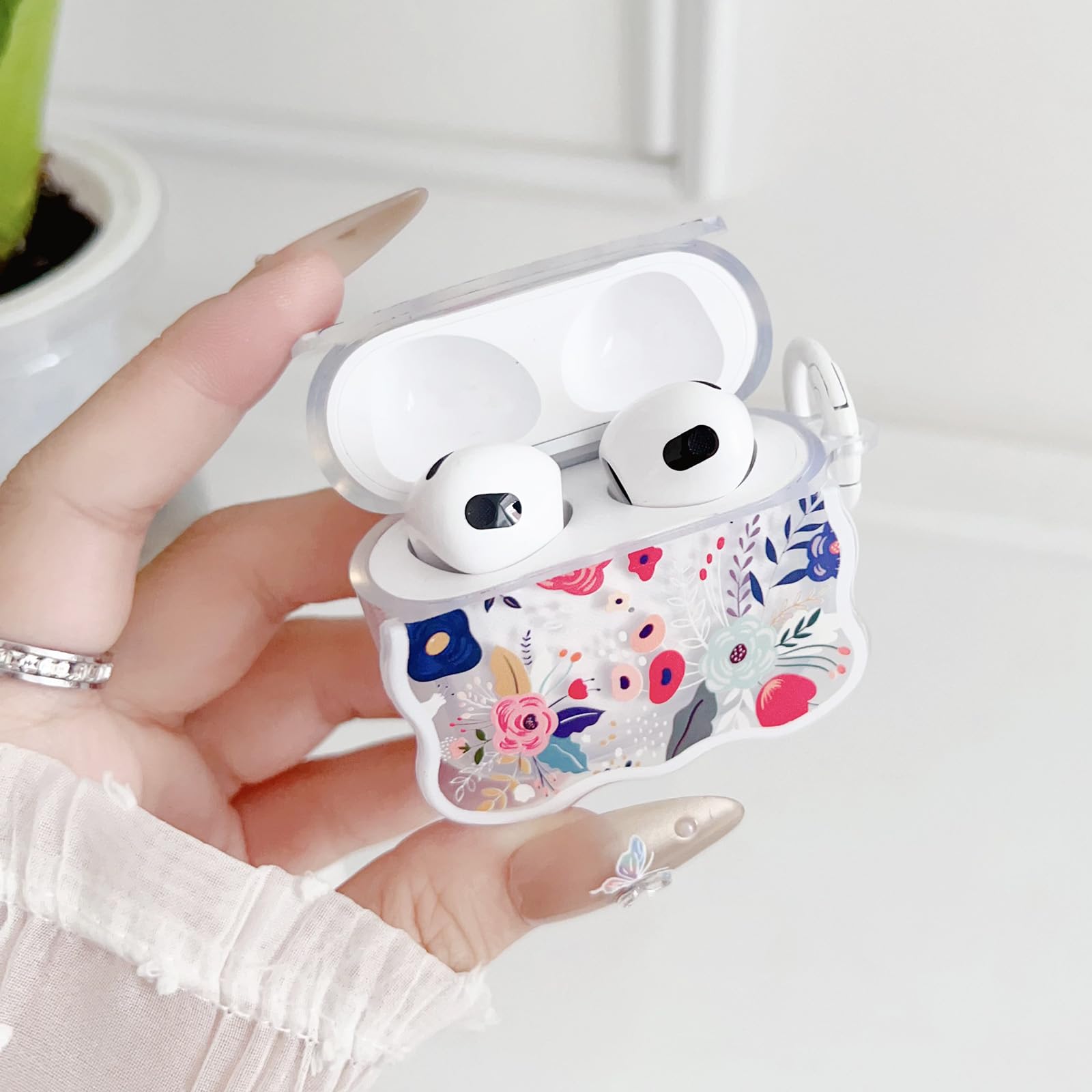 Amazon.co.jp: かわいいAirPods第3世代クリアケース、ガーリーフラワー